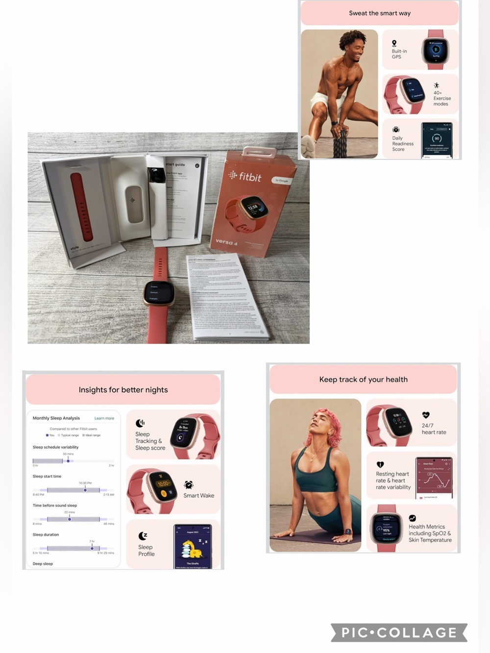 Fitbit Versa 4 Pink Fitness Smartwatch